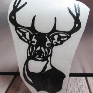 Buck Head Decal, Permanent Vinyl Decal, Indoor or Outdoor, 8" Black Decal